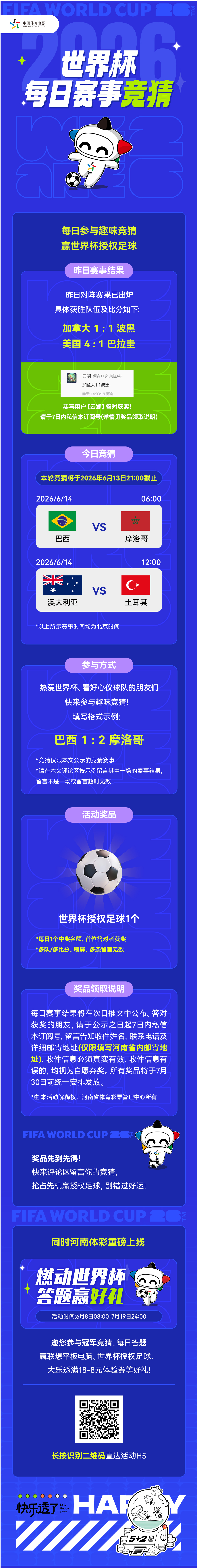 【模板2】6月12日中奖公示+次日赛事竞猜推文
