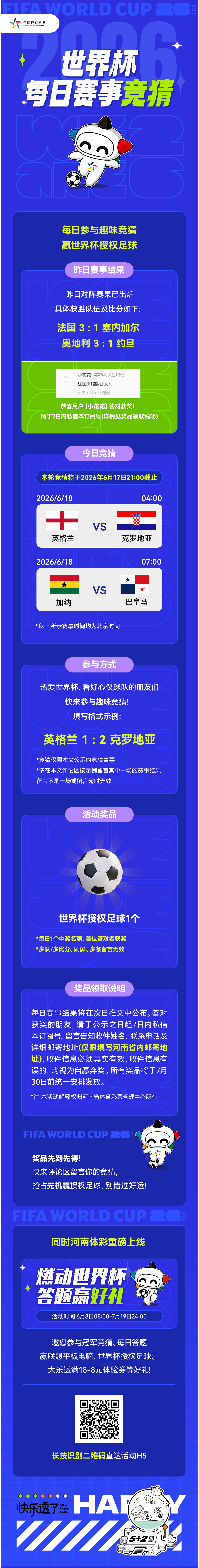 【模板2】6月12日中奖公示+次日赛事竞猜推文