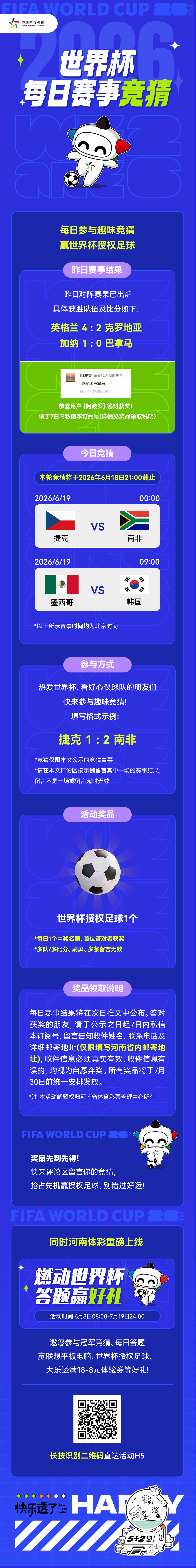 【模板2】6月12日中奖公示+次日赛事竞猜推文