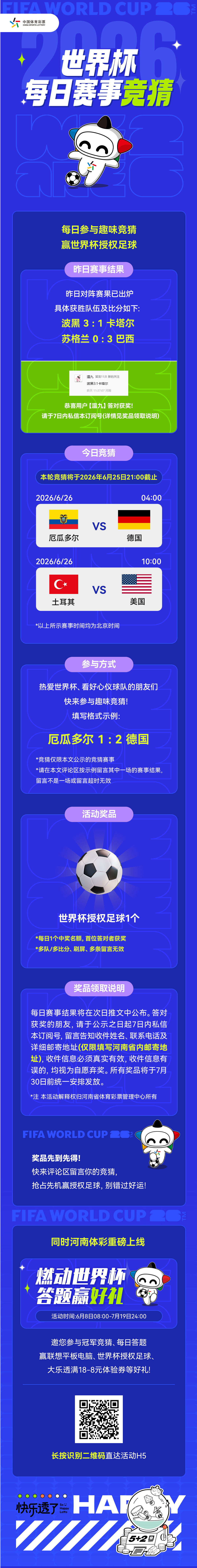 【模板2】6月12日中奖公示+次日赛事竞猜推文